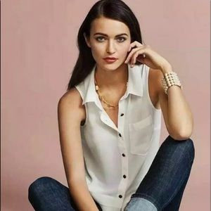 CABI White peplum pleat sleeveless top #3439 in XS